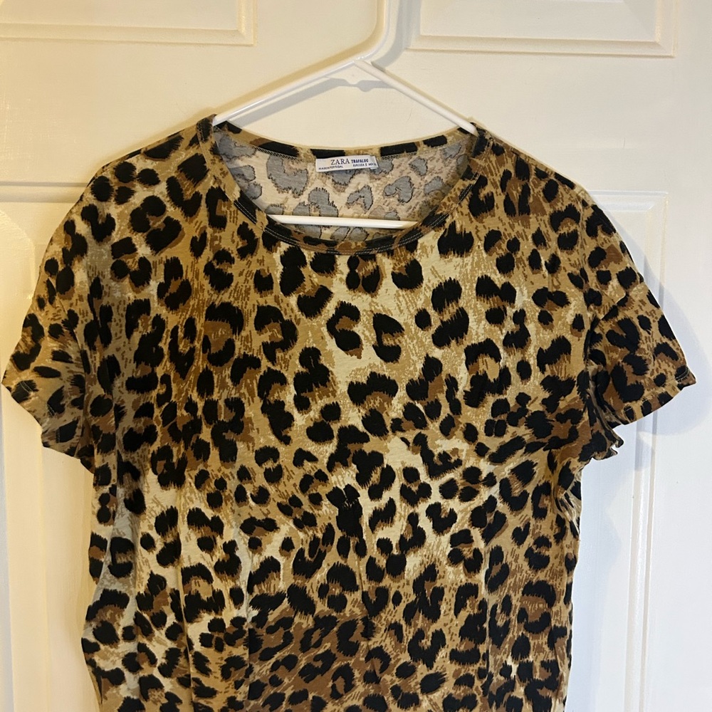 Zara Cheetah Print SS Shirt - Size S